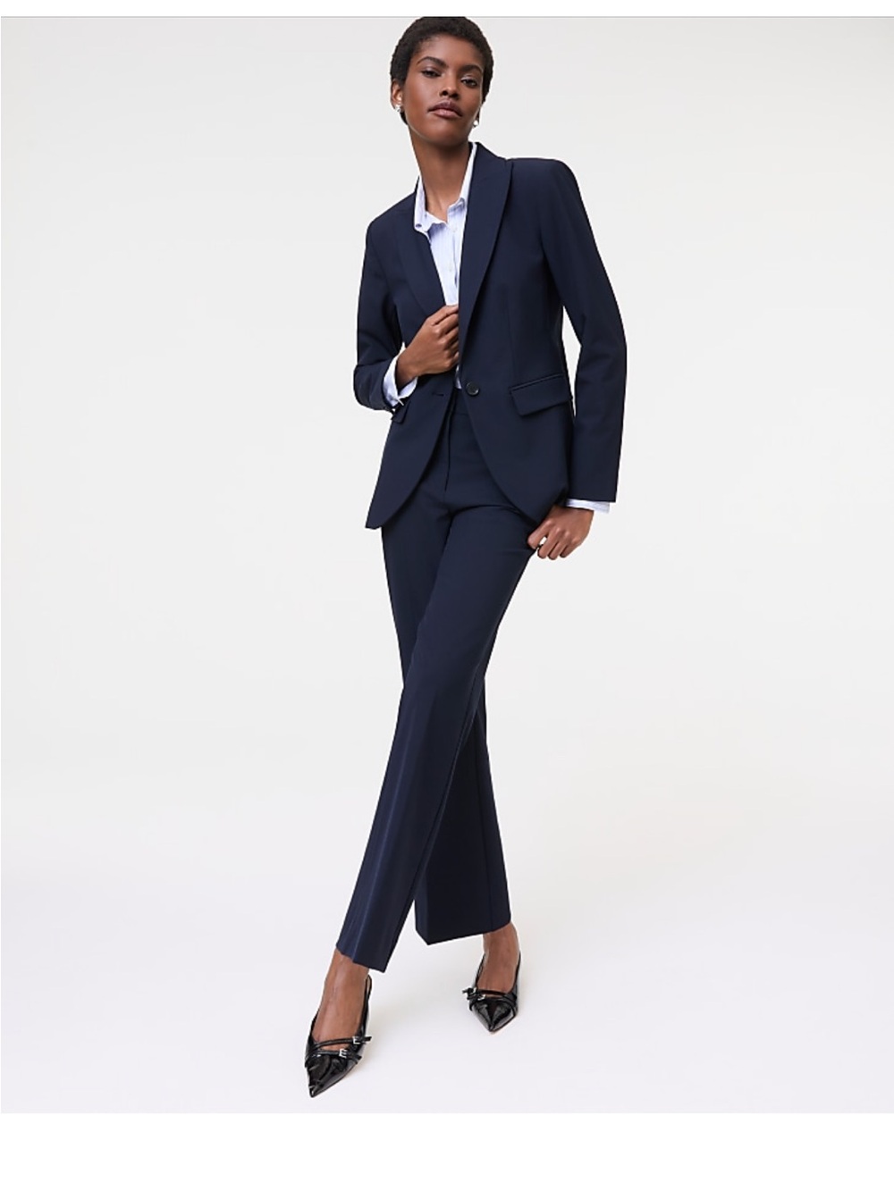 Ann Taylor Flare Ankle Pant in Seasonless Stretch Deep Navy Sky